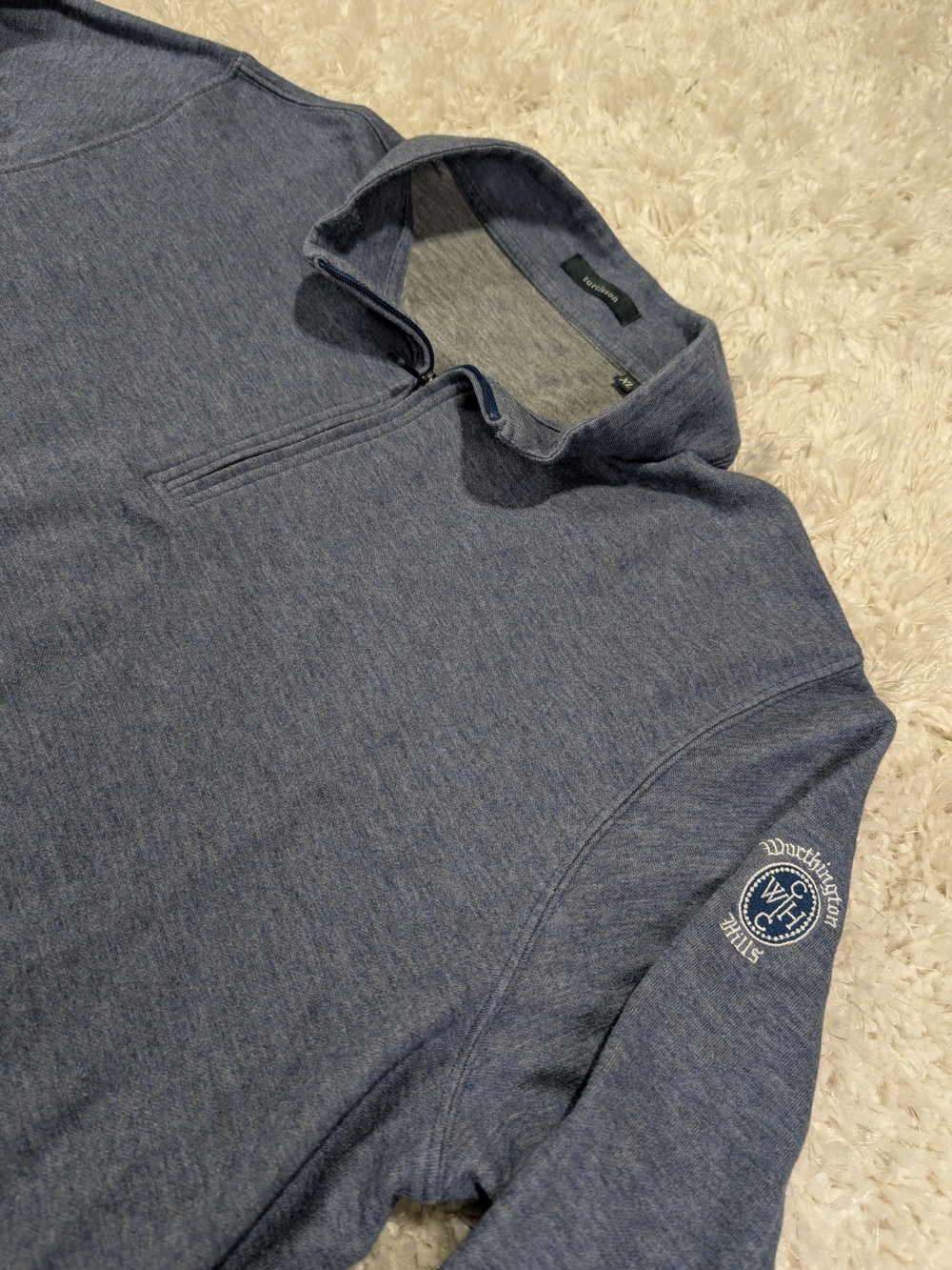 Men's Heather Navy Quarter-Zip Pullover with Sleeve Crest - Worthington Hills